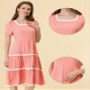 Allegra K Midi Dress for Women's Short Sleeve Tiered Square Neck Long Dresses Large Pink view 3