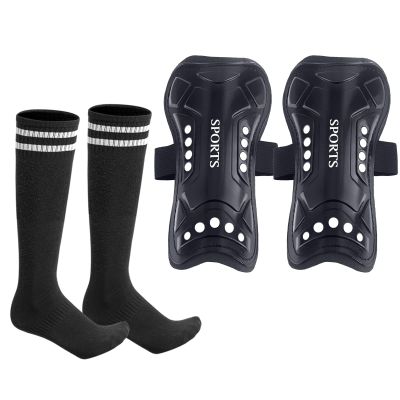 Soccer Shin Guards for Youth Kids with Long Soccer Socks, 3 Sizes Shin Pads Child Calf Protective Gear Lightweight Adjustable Equipment for 3-15 Years Old Girls Boys Kids Toddlers(L)