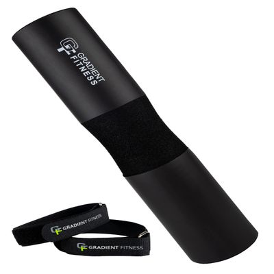 Gradient Fitness Hip Thrust Pad, Squat Pad, Barbell Pad for Hip Thrust, Squat Bar Pad for Olympic or Standard Bars for Barbell (Black)