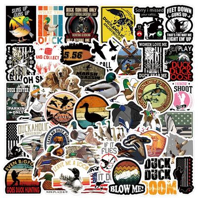 52Pcs Duck Hunting StickersGo Hunting Adventure Sticker Decals for Water Bottle, Laptop, Phone, Skateboard, Car, Bumper, for Party Supplies Favors Decor