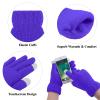 Aneco Womens Winter Warm Sets Knitted Fur Pompoms Beanie Hat Circle Loop Scarf Touch Screen Gloves Winter Favor Accessories view 3