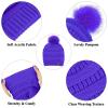 Aneco Womens Winter Warm Sets Knitted Fur Pompoms Beanie Hat Circle Loop Scarf Touch Screen Gloves Winter Favor Accessories view 4