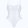 Fldy Womens Sexy Sleeveless High Cut Bodysuit Retro Oil Glossy Swimwear Monokini Leotard Sportswear White A X-Large view 3
