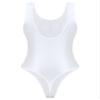 Fldy Womens Sexy Sleeveless High Cut Bodysuit Retro Oil Glossy Swimwear Monokini Leotard Sportswear White A X-Large view 4