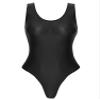 Fldy Womens Sexy Sleeveless High Cut Bodysuit Retro Oil Glossy Swimwear Monokini Leotard Sportswear Black A Medium view 2