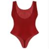 Fldy Womens Sexy Sleeveless High Cut Bodysuit Retro Oil Glossy Swimwear Monokini Leotard Sportswear Red A Medium view 3