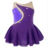 Oyolan Kids Girls Ice Skating Sparkle Diamond V-Shaped Sheer Tulle Splice Leotard A-line Dress for Latin Jazz Purple H 12 Years view 1