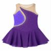 Oyolan Kids Girls Ice Skating Sparkle Diamond V-Shaped Sheer Tulle Splice Leotard A-line Dress for Latin Jazz Purple H 12 Years view 3