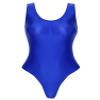 Fldy Womens Sexy Sleeveless High Cut Bodysuit Retro Oil Glossy Swimwear Monokini Leotard Sportswear Blue A X-Large view 4