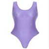 Fldy Womens Sexy Sleeveless High Cut Bodysuit Retro Oil Glossy Swimwear Monokini Leotard Sportswear Purple A X-Large view 2