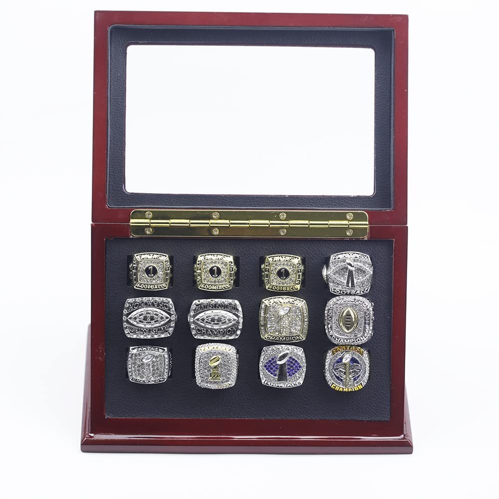 Kuseli 2011-2022 Fantasy Football Championship Ring MVP Trophy Prize for Fans Mens' Souvenir Gift (11,with Exquisite Box)