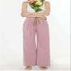 noflik Women's Comfy High Waisted Knit Wide Leg Pants with Elastic Waistband (Mauve, M) view 3
