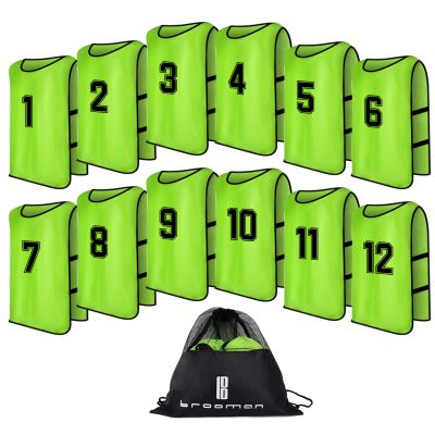 brooman Scrimmage Training Vest Kids Youth Adult Soccer Practice Jersey Athletic Pinnies (M,Lime-1)