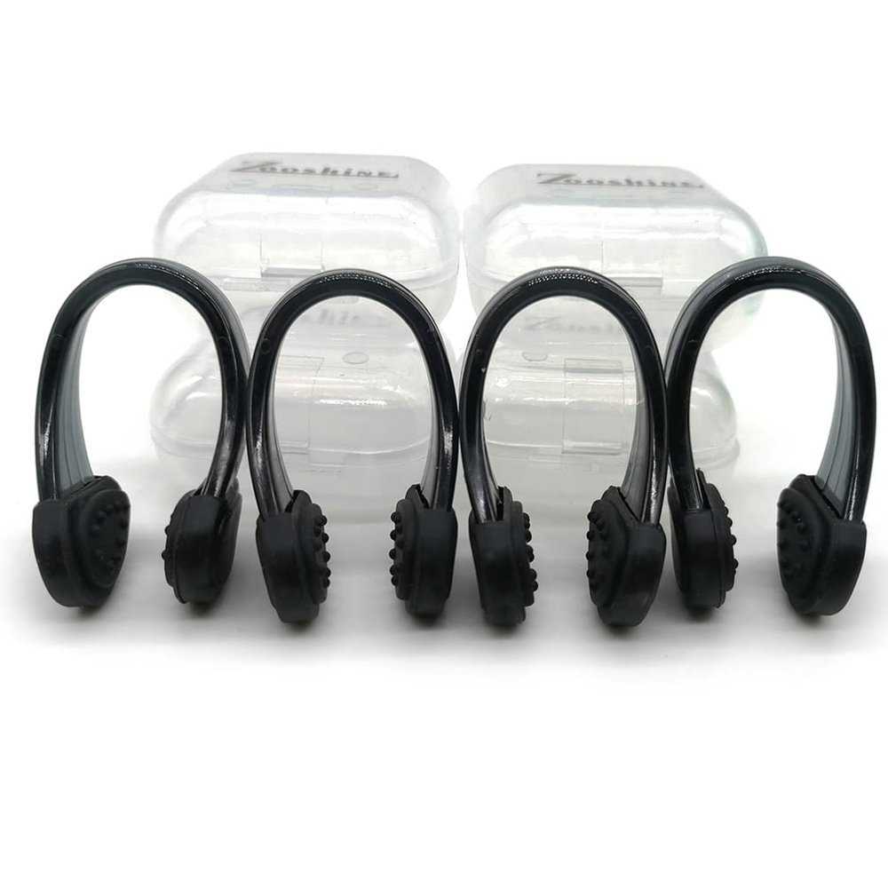 Set of 4 Waterproof Swimming Nose Clips for Adults Kids Age 8+ Nose Plugs for Diving Swimming and Other Water Sports (Black)