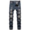 Men's Distressed Washed Stretch Jeans Ripped Slim Fit Biker Denim Pants Vintage Moto Straight Leg Comfy Jean (Dark Blue,30) view 1