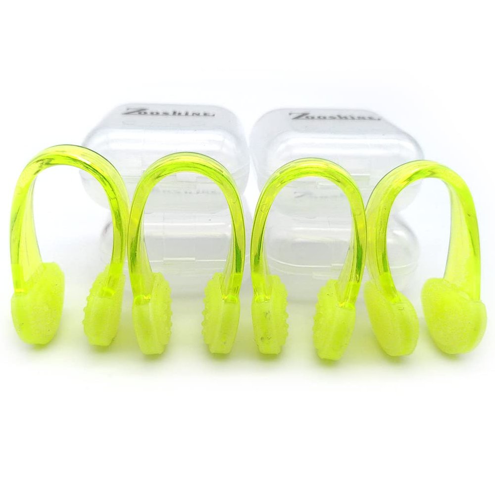 Set of 4 Waterproof Swimming Nose Clips for Adults Kids Age 8+ Nose Plugs for Diving Swimming and Other Water Sports (Yellow)