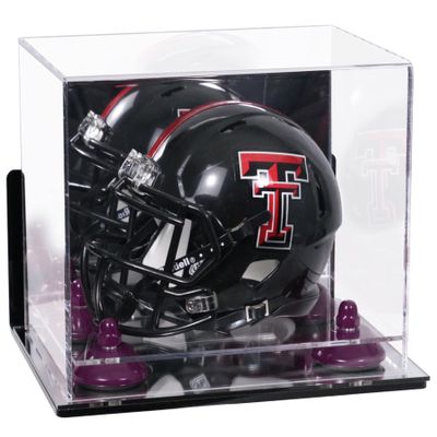 Better Display Cases Acrylic Mini - Miniature Football Helmet (not Full Size) Display Case with Mirror Case, Purple Risers , Wall Mount and Mirror Base (V45/A003)