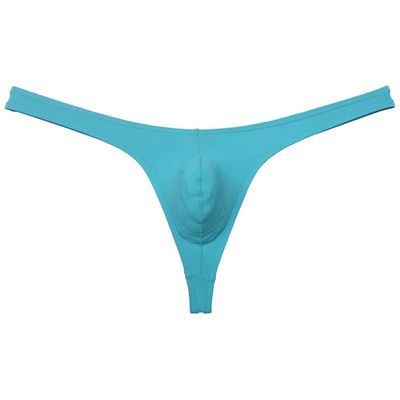 Botmois Sexy Men's Elastic Thong Spandex Bikini T-Back Skin Friendly Underwear Soft & Smooth Bulge Pouch G-string Tangas Light Blue XL