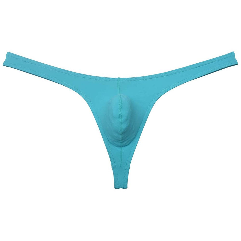 Botmois Sexy Men's Elastic Thong Spandex Bikini T-Back Skin Friendly Underwear Soft & Smooth Bulge Pouch G-string Tangas Light Blue XL