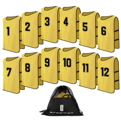 brooman Scrimmage Training Vest Kids Youth Adult Soccer Practice Jersey Athletic Pinnies (L,Yellow-1)