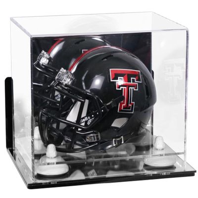 Better Display Cases Acrylic Mini - Miniature Football Helmet (not Full Size) Display Case with Mirror Case, White Risers , Wall Mount and Mirror Base (V45/A003)