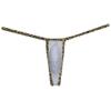 Botmois Sexy Men's Bordered Slim Thong Underwear Soft String Ice Silk Hipster Bulge Pouch G-string White L view 2