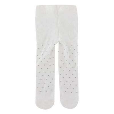 SIRRI Baby Girls Polka Dotted Microfiber White Tight Casual Formal Stocking Size 12-18 Months