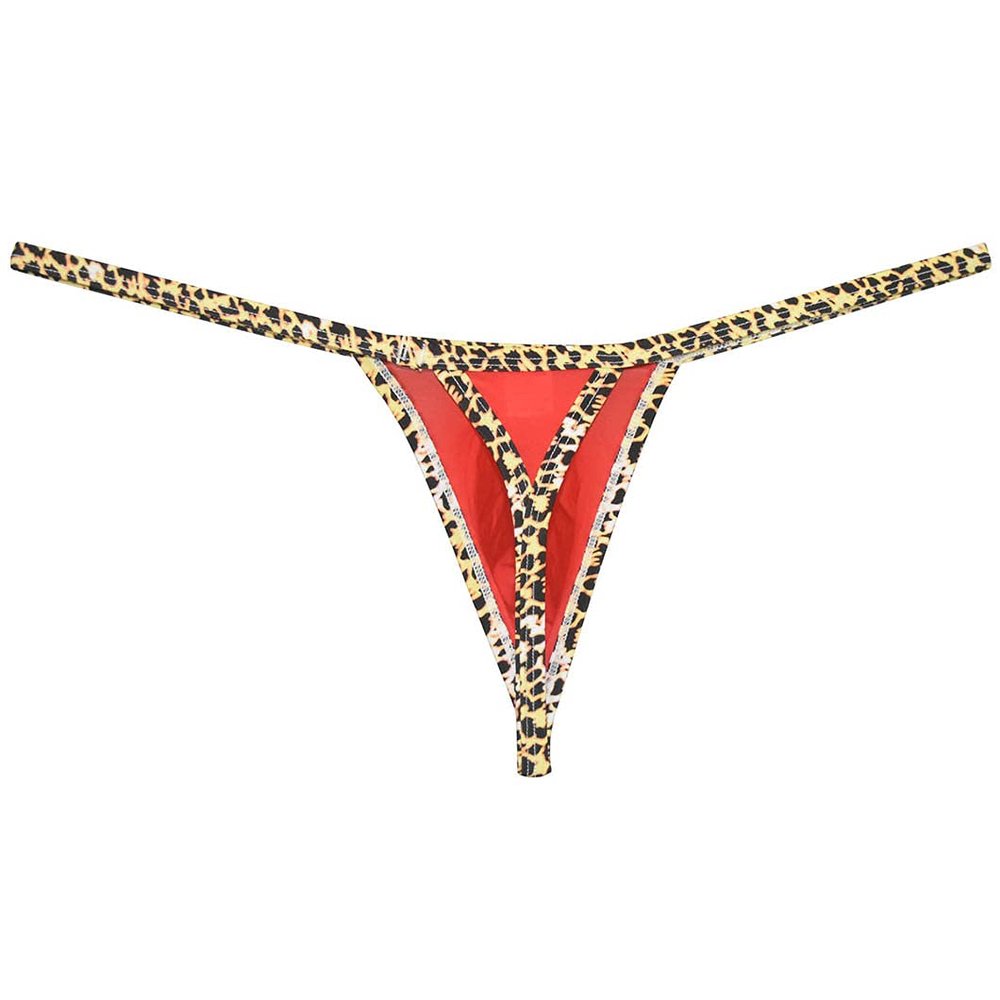 Sexy Men's Bordered Contour Pouch Thong Underwear String Micro T-Back Smooth Tangas Bikini Bottoms Red M