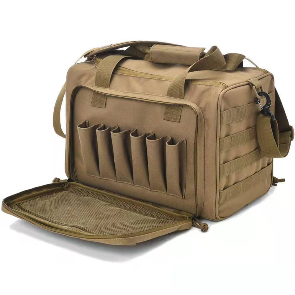 ELQ Tactical Gun Range Bag Pistol Shooting Duffle Bag Handguns Magazine Ammo Gear Accessories Pouch for Hunting Shooting Range Sport/tan