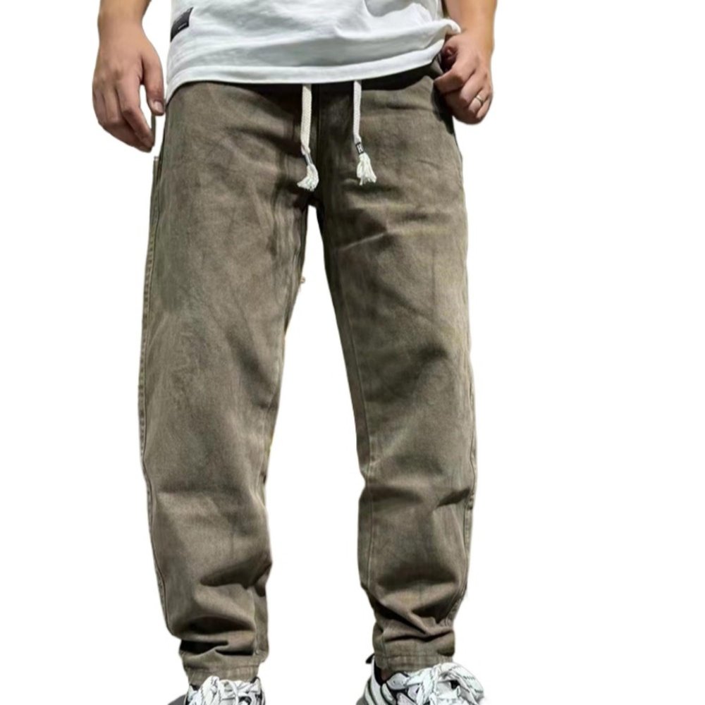 Maiyifu-GJ Men's Skinny Destroyed Distressed Jeans Tapered Leg Ripped Stretch Denim Pants Washed Slim Fit Jean Trousers (Khaki,3X-Large)