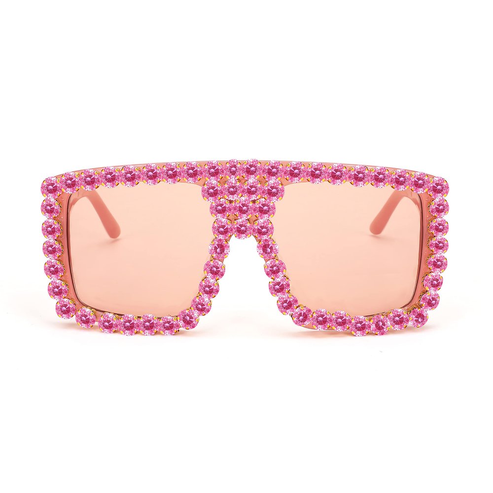 FEISEDY Oversized Square Sunglasses for Women with Sparkling Rhinestone Thick Shield Sun glasses B2916
