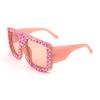 FEISEDY Oversized Square Sunglasses for Women with Sparkling Rhinestone Thick Shield Sun glasses B2916 view 2