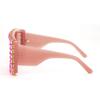 FEISEDY Oversized Square Sunglasses for Women with Sparkling Rhinestone Thick Shield Sun glasses B2916 view 3