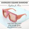 FEISEDY Oversized Square Sunglasses for Women with Sparkling Rhinestone Thick Shield Sun glasses B2916 view 4