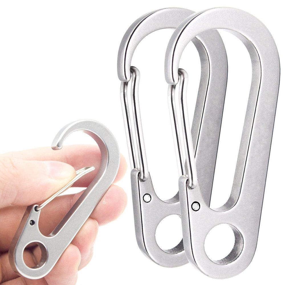 DOKEEP 2PCS 2.77 Inch Stainless Steel Carabiner Clip Spring-Snap Hook,EDC Heavy Duty Mini Custom Quick Release Hook for Outdoor Key Chain Swing Set Camping Fishing Hiking Traveling Hammock (2.77 Inch)