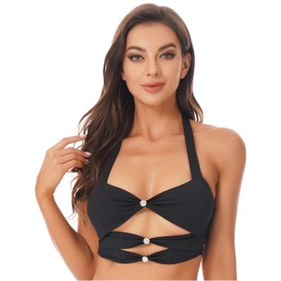Alvivi Womens Sexy Basic Slim Fit Cut Out Cami Vest Summer Camisole Halter Crisscross Tank Top B Black Small