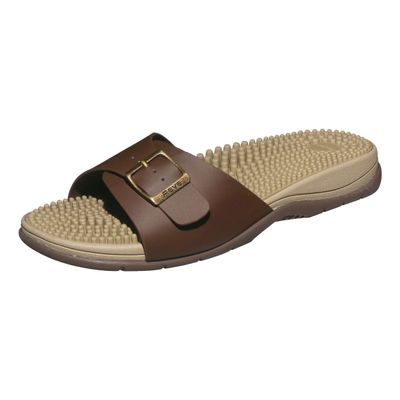 Revs - Tay - Mens Single Strap Reflexology Massage Sandals, Brown US9