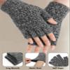 Cooraby 2 Pairs Thick Fingerless Gloves Warm Half Finger Glove Working Running Typing Driving Winter Knitted for Men Women view 4