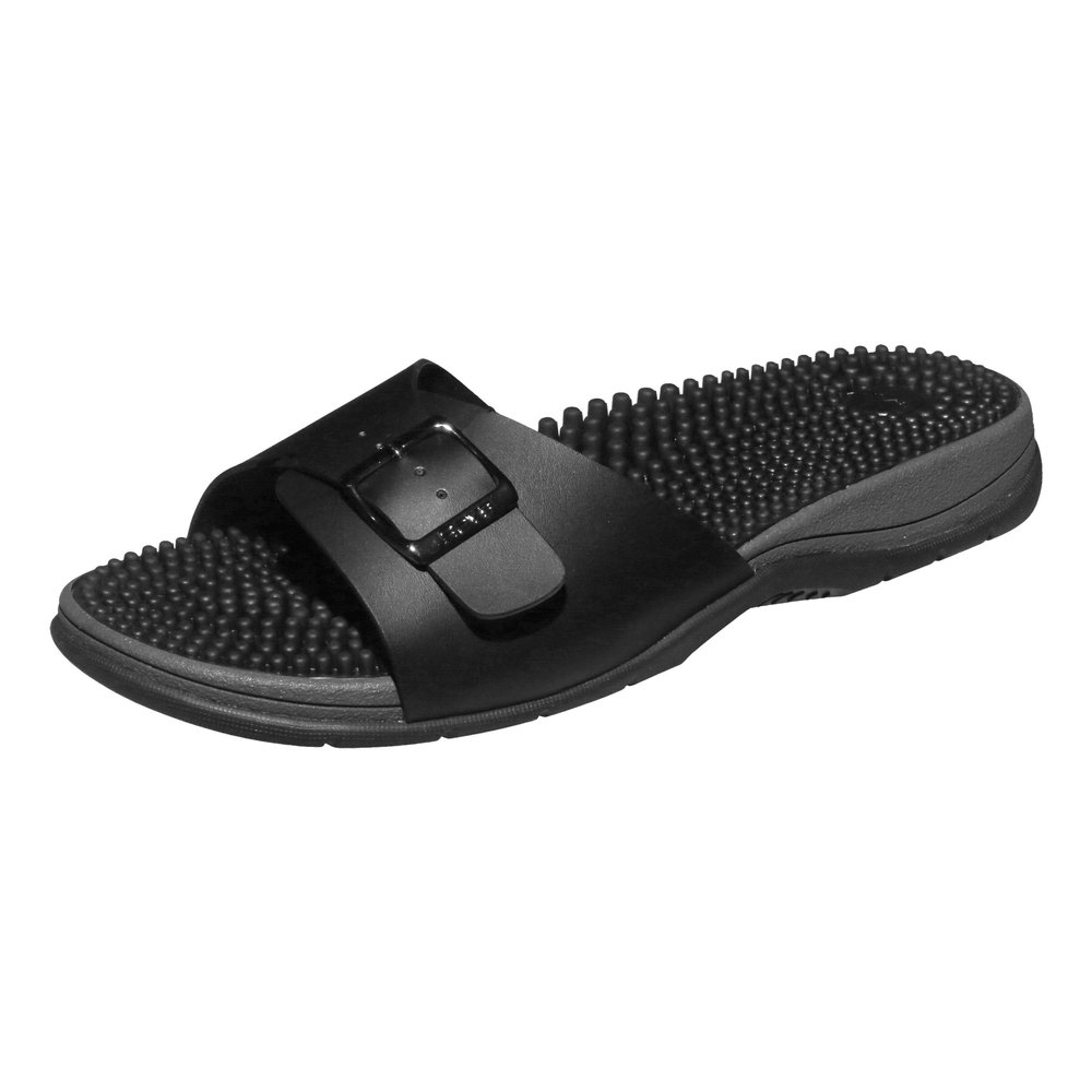 Revs - Tay - Mens Single Strap Reflexology Massage Sandals, Black US9