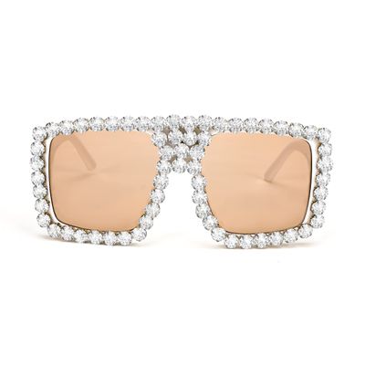 FEISEDY Oversized Square Sunglasses for Women with Sparkling Rhinestone Thick Shield Sun glasses B2916
