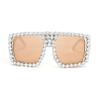 FEISEDY Oversized Square Sunglasses for Women with Sparkling Rhinestone Thick Shield Sun glasses B2916 view 1