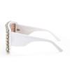 FEISEDY Oversized Square Sunglasses for Women with Sparkling Rhinestone Thick Shield Sun glasses B2916 view 3
