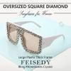 FEISEDY Oversized Square Sunglasses for Women with Sparkling Rhinestone Thick Shield Sun glasses B2916 view 4