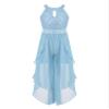 YOOJIA Kids Girls Sleeveless Sequined Lace Birthday Party Flower Girl Dress Shiny Rhinestone Formal Dance Romper Gown Sky Blue C 16 Years view 1