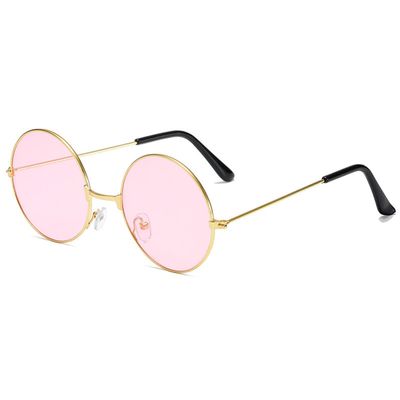 AISIBO Pink Round Hippie Glasses, Round Sunglasses Hippie and Sunglasses Glasses, Pink 60's Style Hipster Circle Sunglasses (Pink)