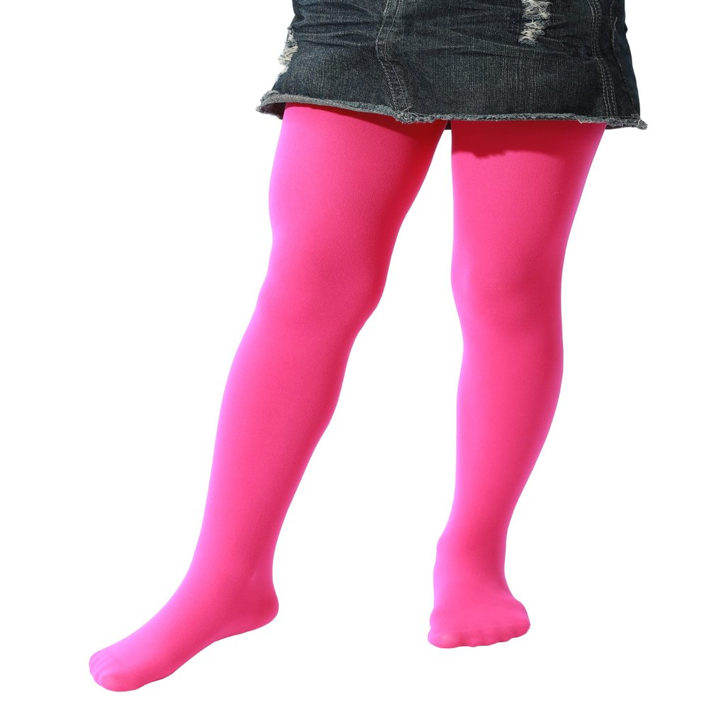 EVERSWE Girls Semi Opaque Footed Tights, Microfiber Tights (2-4, Fuchsia)