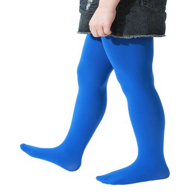 EVERSWE Girls Semi Opaque Footed Tights, Microfiber Tights (8-10, Lapis Blue)