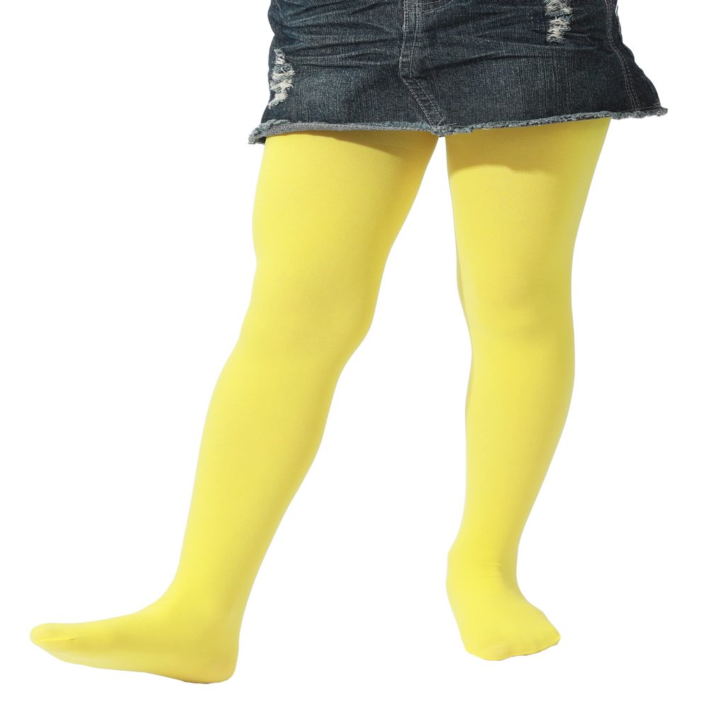 EVERSWE Girls Semi Opaque Footed Tights, Microfiber Tights (8-10, Yellow)