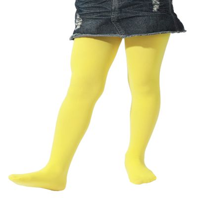 EVERSWE Girls Semi Opaque Footed Tights, Microfiber Tights (5-7, Yellow)