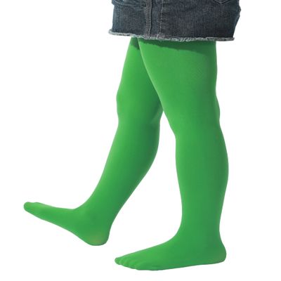 EVERSWE Girls Semi Opaque Footed Tights, Microfiber Tights (5-7, Clover Green)